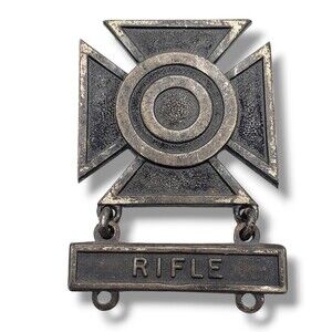 WWII US Army Expert Marksmanship Badge Rifle Pin Insignia Sterling